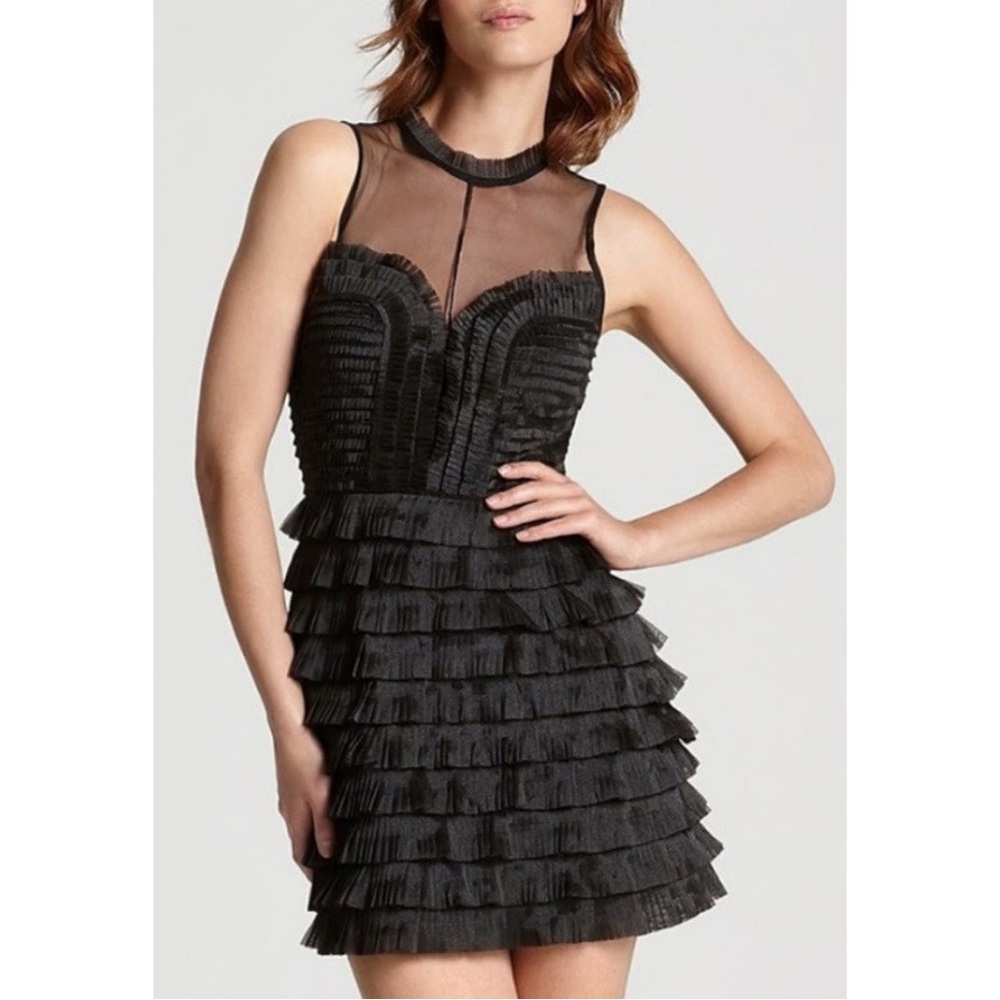 Free People Black Tiered Ruffle Mini Dress